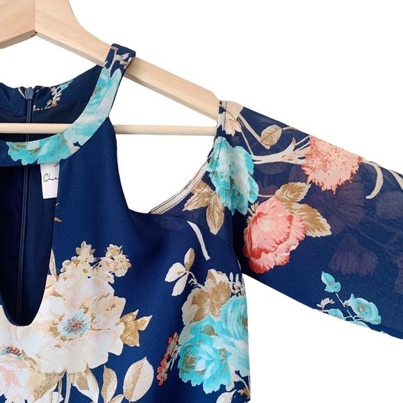 Charles Henry Cold Shoulder Blue Floral Dress Size S Women - Picture 5 of 14